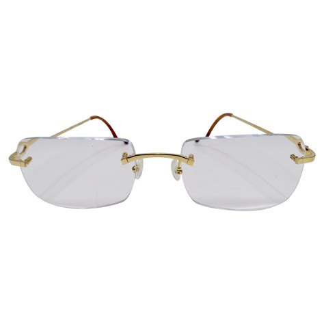 cartier rimless rectangular frame glasses